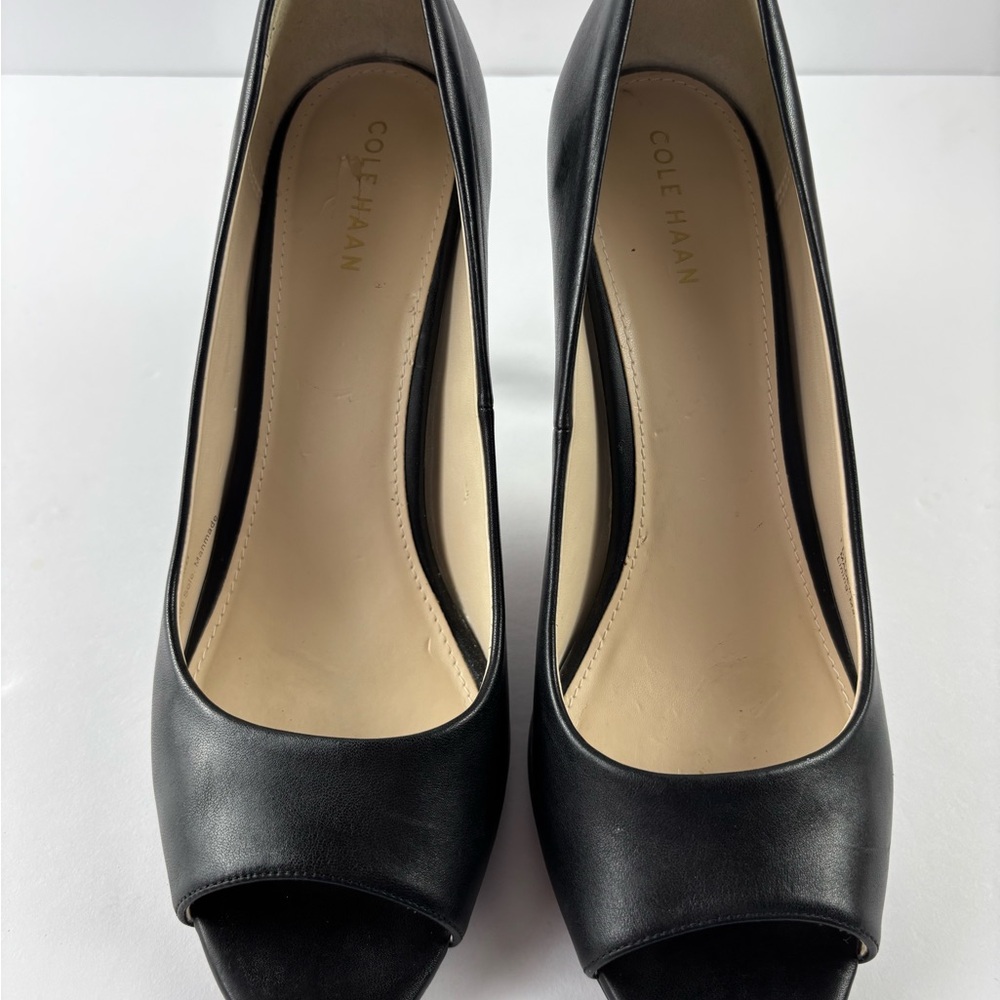 Cole Haan Black Leather Peep Toe Stiletto Pump Women's Size 8 (W09871) (A3)